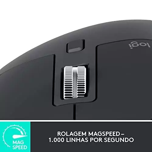         Mouse sem fio Logitech MX Master 3S com Sensor Darkfield para Uso em Qualquer Superfície, Design Ergonômico, Clique Silencioso, Conexão USB ou Bluetooth - Grafite       