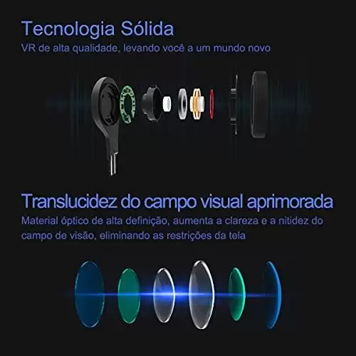         Óculos de realidade virtual com fone de ouvido VR compatível com telefone/Android, Ideia de presente Óculos 3D VR com controlador para jogos de filmes       