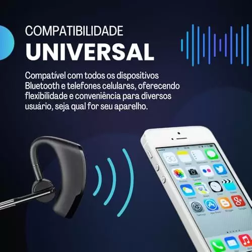         Fone de Ouvido Intra-Auricular Sem Fio V8S BT5.0, Bluetooth, Atendimento de Chamadas, Microfone, Esportes, Gancho de Orelha, Preto, 1 Unidade       