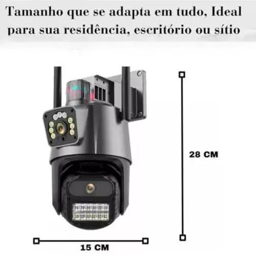         Câmera Wi-Fi 4K de Vigilância Exterior com Visão Noturna, Luz Policial e Sirene, Resistente ao Tempo, com Tela Dupla e Dupla Lente       