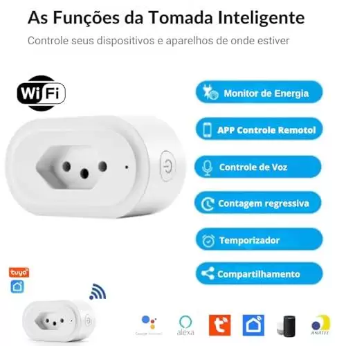         Kit 2 Tomadas Inteligente Smart Automação Wifi Google Home Alexa       